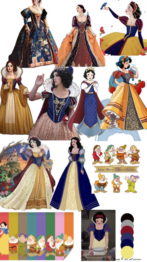 Accurate Disney Princess, Disney Doodles, Night Of The Demons, Disney World Characters, Disney Princess Snow White, Disney Princess Fan Art, Wardrobe Designs, White Mermaid, Beautiful Costumes