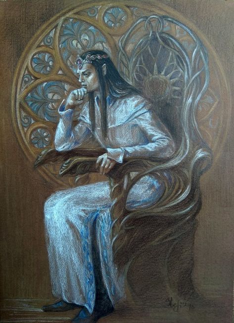 Turgon Of Gondolin, Fall Of Gondolin, Lord Elrond, Middle Earth Books, History Of Middle Earth, John Howe, Celtic Gods, Tolkien Elves, Inspired Painting