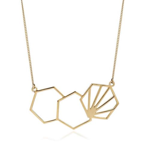 Hexagon Jewelry, Hexagon Necklace, 22 Carat Gold, Geometric Necklace, Gold Plated Necklace, Gold Plated Sterling Silver, Chains Jewelry, Necklace Gold, Silver Necklaces