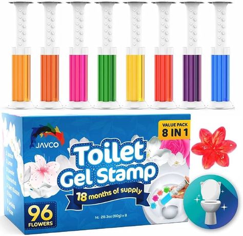 Amazon.com: JAVCO -96 Flowers- Flower Toilet Gel Stamp | Toilet Scent Fresheners | Toilet Fresheners Gel Toilet : Health & Household Toilet Gel Stamp, Cleaning Supplies List, Scrubbing Bubbles, Toilet Bowl Cleaner, Toilet Cleaner, Cleaning Day, Flower Stamp, Toilet Cleaning, Toilet Bowl