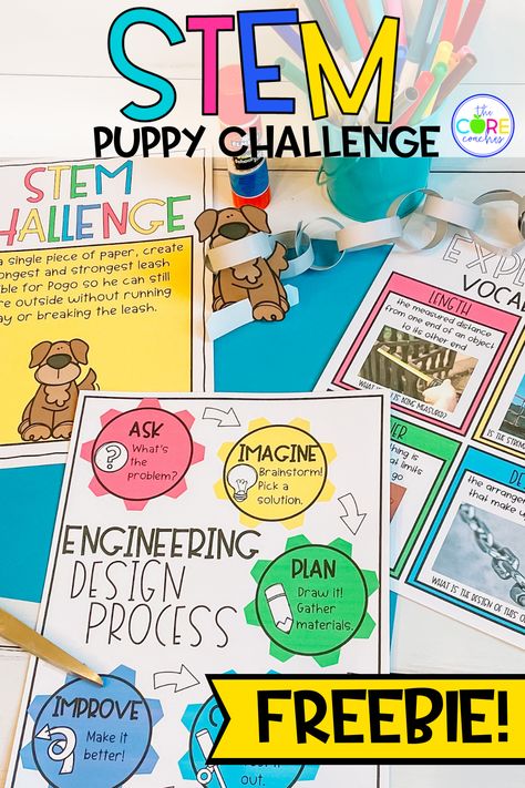 Take advantage of our free Puppy STEM Challenge! This exciting educational challenge is perfect for elementary classes, and offers students a fun way to learn the basics of STEM. With no purchase necessary, students can explore the engineering process. Don’t miss out on this fantastic opportunity to introduce your students to the world of STEM - get the Free Puppy STEM Challenge now! Stem Challenges Elementary, Elementary Stem, Elementary Stem Activities, Teaching Critical Thinking, Steam Challenges, Science Stations, Stem Curriculum, Stem Elementary, Stem Lesson