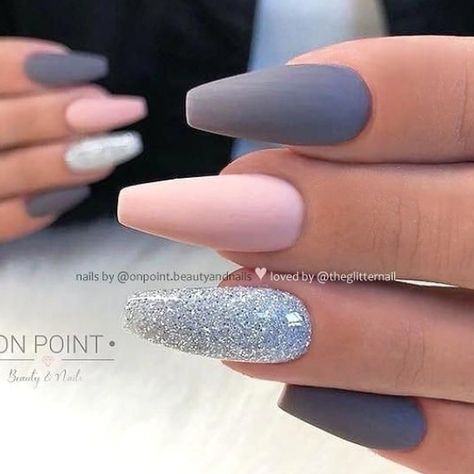 Cute Neutral Nails, Grey Acrylic Nails, Coffin Nails Matte, January Nails, Winter Nails Acrylic, Simple Acrylic Nails, Fall Acrylic Nails, Christmas Nails Acrylic, Summer Acrylic Nails