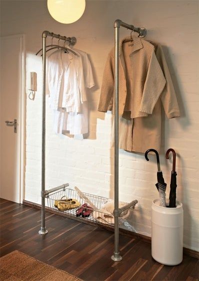 Clothes Storage Without A Closet, Clothes Rack Design, Clothes Rack Closet, Closet Furniture, Coat Closet Organization, Closet Diy, Diy Clothes Rack, Ikea Closet, Coat Storage