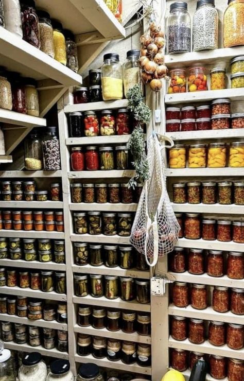 Root Cellar Storage, Canning Jar Storage, Harvest Storage, Preppers Pantry, Pantry Inspiration, Canning Kitchen, Canning Food Preservation, Canned Food Storage, Root Cellar