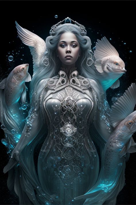 Pisces Images Art, Pisces Art Goddesses, Pisces Images, Zodiac Warriors, Art Goddesses, Pisces Art, Profile Ideas, Goddess Artwork, Pentecost