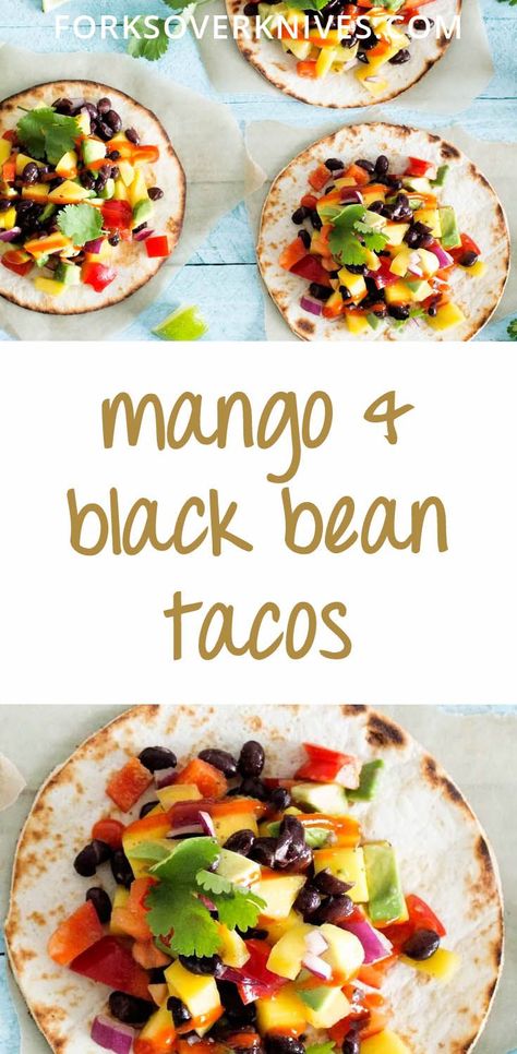 Easy Mango and Black Bean Tacos Blue Zones Diet, Zone Recipes, Black Bean Tacos, Zone Diet, Bean Tacos, Plant Based Diet Recipes, Plant Based Whole Foods, Resep Diet, Blue Zone