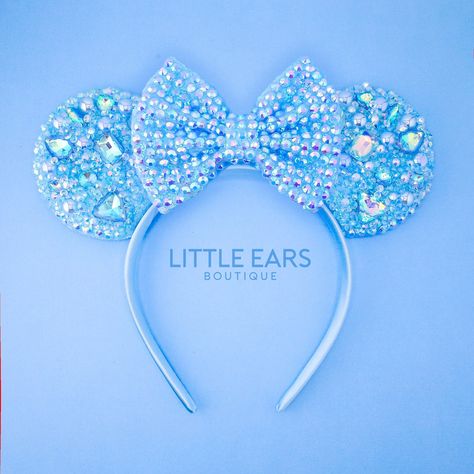 Blue Glass Mickey Ears - Rhinestones Minnie Ears - Disney Mickey Ears – Little Ears Boutique Bedazzled Mickey Ears, Mini Ears, Pvc Bow, Diy Disney Ears, Disney Honeymoon, Diy Mickey Ears, Disney Headbands, Disney Mickey Ears, Diy Disney