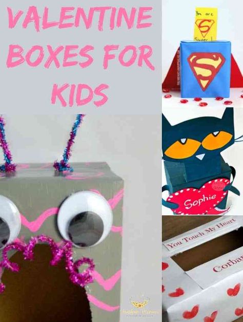 DIY Valentine Box for Kids Valentines Holders For Kids, Valentine Boxes For Kids, Homemade Valentine Boxes, Box Ideas For Kids, Valentines Card Holder, Valentine Box Ideas, Diy Valentines Box, Valentine Boxes For School, Kids Valentine Boxes