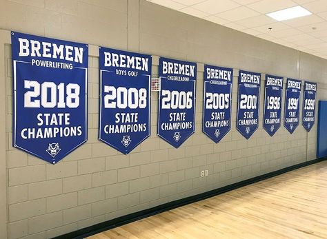 Sports Banners, Banners Ideas, Gym Banner, Boys Golf, Sport Banner, Felt Banner, Spelling Bee, High School Sports, Fabric Banner