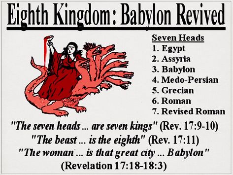 Revelation 17 Eighth Kingdom of the Beast Revelation Scriptures, Revelation Study, Beast Of Revelation, Revelation Bible Study, Youth Bible Study, Biblical Stories, Revelation 17, Bible Books, Revelation Bible