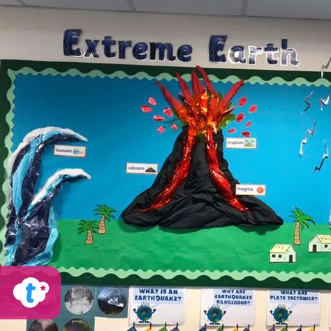 Science Fair Projects Volcanos, Natural Disasters Display, Volcano Diorama Science Projects, Volcano Trifold Board, Volcano Display, Geography Display Secondary, Year 4 Classroom, Volcano Activities, Ks2 Classroom