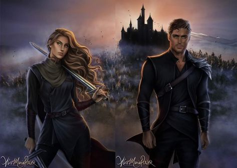 Art by Alison Power/ Done separately & placed together so not to scale/ Nyfain is much larger than Finley A Ruin Of Roses, Kingdom Fanart, Fantasy Reads, Book People, Crescent City, Arte Fantasy, Book Images, Sarah J Maas, Fan Book