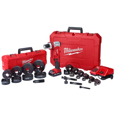 M18™ FORCELOGIC™ 6T Knockout Tool 1/2" - 4" Kit | Milwaukee Tool Knockout Punch, Easy Punch, Angle Design, Garage Work Bench, Milwaukee M18, Punch Tool, Milwaukee Tools, Cordless Power Tools, Electronic Recycling