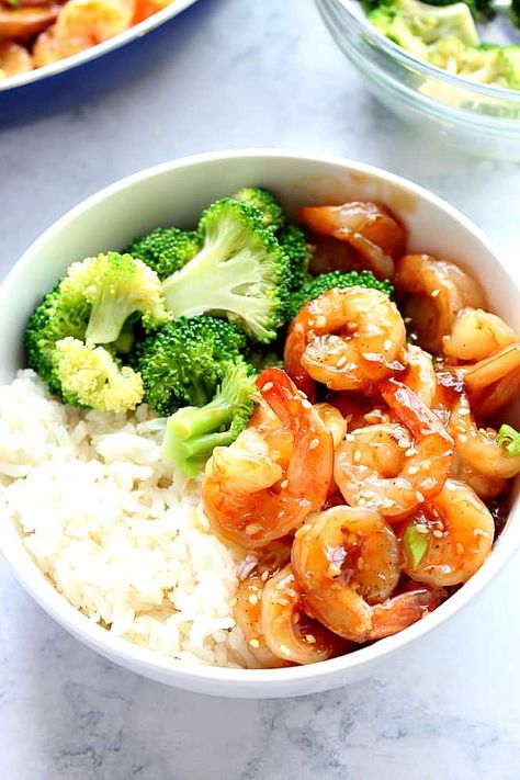 Shrimp Dinner Ideas, Sweet And Spicy Shrimp, Honey Garlic Shrimp, Lemon Garlic Shrimp Pasta, Teriyaki Shrimp, Shrimp And Broccoli, Shrimp Dinner, Rice Bowls Recipes, Shrimp And Rice