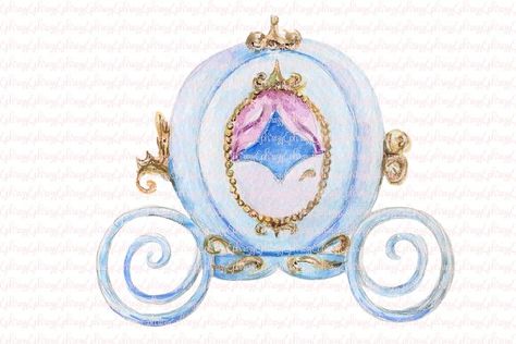 Cinderella Art, Princess Carriage, Cinderella Carriage, Cinderella Castle, Printed Backdrops, Princess Art, Magic Kingdom, Digital Clip Art, Watercolor Print