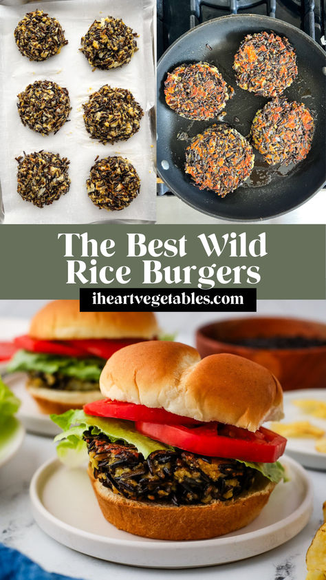 This wild rice burger recipe is a hearty and delicious meatless burger that is easy to make! It has a rich, nutty flavor thanks to the wild rice. You only need a few pantry staples and spices to make this tasty recipe! Wild Rice Burger, Wild Rice Burgers, Rice Burger Recipe, Rice Burger, Meatless Burgers, Wild Rice Recipes, Cooking Wild Rice, Plant Based Recipes Dinner, Vegetarian Burger