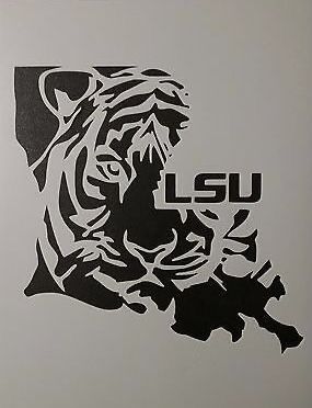 Lsu Tattoo, Tony Tattoos, Lsu Tigers Art, Lsu Tigers Logo, Louisiana Art, Lsu Football, Burnt Wood, College Days, Alphabet Stencils