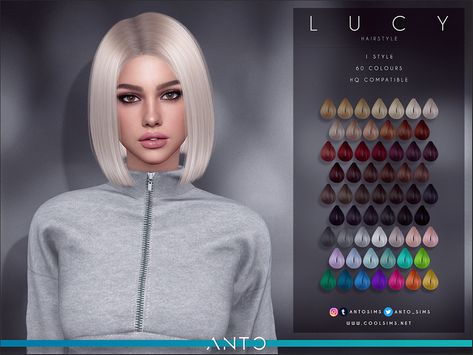 Anto - Lucy (Hairstyle) Sims4 Cc Hair Short, Lucy Hairstyle, The Sims Resource Hair, Vegas Hair, Sims 4 Black Hair, Mod Hair, Cc Hair, Pelo Sims, Tumblr Sims 4