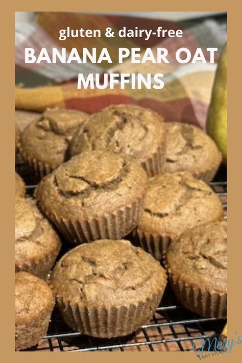 Dairy Free Banana Oat Muffins, Gluten Free Pear Muffins Recipes, Pear Banana Muffins, Coconut Zucchini Muffins, Pear Muffin, Pear Muffins Recipes, Gluten Free Dairy Free Muffins, Healthy Banana Recipes, Pear Muffins