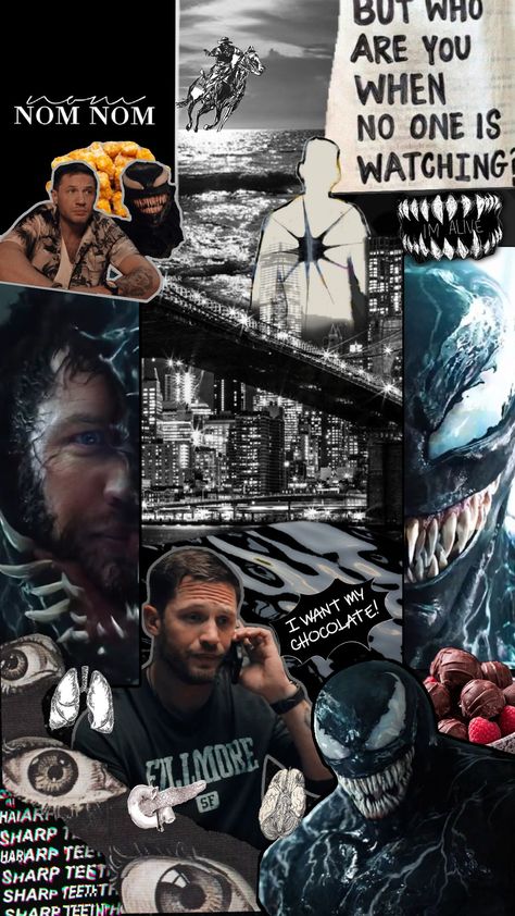 I could take them! But not in a fight though. 🍫♡ #venom #marvel #sony #eddiebrock #sonyvenom #sonyeddiebrock Venom Phone Wallpaper, Venom And Eddie Wallpaper, Venom Astethic, Venom Wallpaper Aesthetic, Venom Wallpaper Iphone, Venom Pfp, Venom Eddie, Venom Aesthetic, Venom Wallpaper