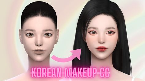 Sims 4 Douyin, The Sims 4 Cc Makeup, Sims 4 Skin Cc, Korean Eyebrows, Different Types Of Eyes, Sims 4 Hair Male, Makeup Korea, Sims Stories, The Sims 4 Skin