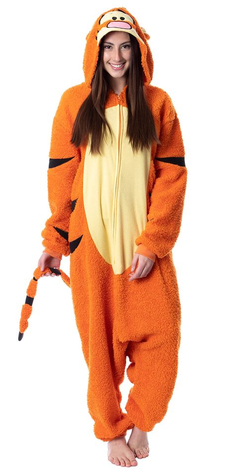 PRICES MAY VARY. THIS IS AN OFFICIALLY LICENSED DISNEY TIGGER KIGURUMI UNION SUIT! - This Tigger Kigurumi costume pajama outfit is designed and produced with Disney approval so you know it's authentic! look for the Disney tag at the neckline. DETAILED 3D TIGGER DESIGN - Do you love Winnie The Pooh and its loveable characters? Now you can turn yourself into a giant plush stuffed animal version of his best buddy Tigger with this costume pajama outfit! It features a detailed, embroidered character Tigger Costume, Winnie The Pooh Costume, Giant Plush, Tiger Costume, Pajama Costume, Onesie Costumes, Pajama Outfit, Duo Halloween Costumes, Union Suit