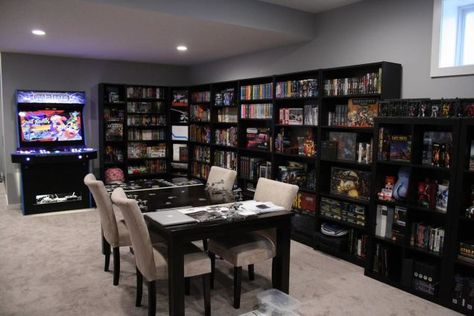 Boardgame Rooms, Board Game Room Design, Board Game Room Ideas, Board Game Shelves, Board Game Room, Geek Room, Gaming Tables, Board Game Storage, Game Storage