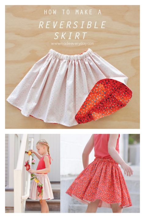 Girls Skort Sewing Pattern Free, Fairy Skirt Diy, Fabric Art Diy, Skirt Pattern Free, Skirt Diy, Twirly Skirt, Sewing Kids Clothes, Reversible Skirt, Fairy Skirt