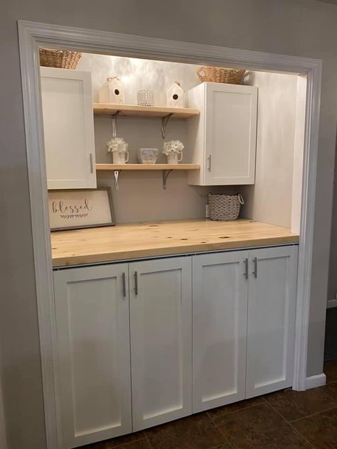 Hidden Laundry Rooms, Laundry Closet Makeover, Laundy Room, Laundry Makeover, Small Laundry Room Makeover, Dream Laundry Room, Laundry Room Closet, Laundry Room Doors, Laundry Room Layouts