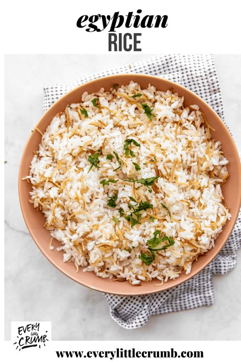 Egyptian Rice Ancient Egyptian Food Recipes, Egyptian Dinner Recipes, Egyptian Rice Recipes, Easy Egyptian Recipes, Food Egyptian, Rice With Vermicelli, Egyptian Rice, Egyptian Foods, Egyptian Recipes