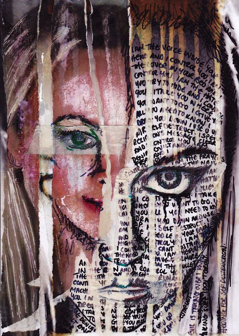 Self conflict collage (art making) Disguise Art, Internal Conflict, Decay Art, Gcse Art Sketchbook, Expressing Emotions, Ap Studio Art, Images And Words, Gcse Art, Expressive Art