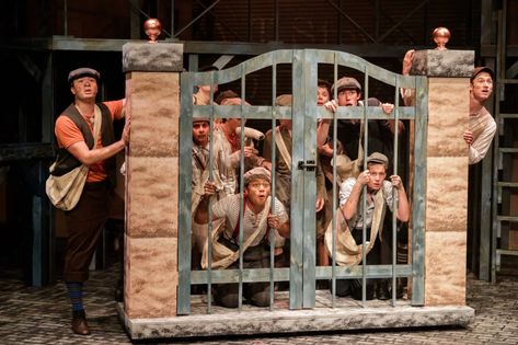 Newsies | Hillbarn Theatre Newsies Jr, Newsies Props, Newsies Broadway, Willy Wonka Jr Set Design, Newsies Set Design, Newsies Jr Set Design, Racetrack Newsies, Racetrack Newsies Broadway, Newsies King Of New York