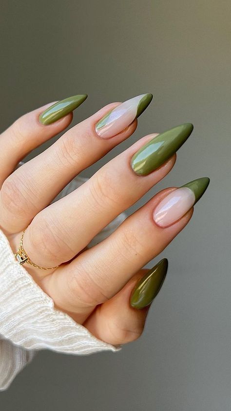 15 Olive Green Nail Ideas That Prove It's the Perfect Unexpected Neutral Swirl Nail, Olive Nails, September Nails, Nagellack Trends, Fall Nail Trends, Green Nail Designs, Easy Nails, Nagel Tips, Smink Inspiration