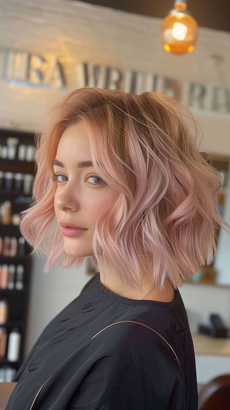 30 Evolving Hair Color Trends to Try Rose Pink Blonde Hair, Colour Highlights Hair, Pale Pink Short Hair, Pink Hue Hair, Blush Pink Blonde Hair, Rose Gold Toned Hair Blonde, Blush Hair Color Blondes, Short Blonde Hair With Peekaboo Color, Blonde To Pink Ombre Hair