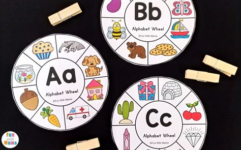 abc learning activity - clip cards Letter Wheel Free Printable, Letter Clip Cards, Alphabet Sequence Activities, Alphabet Wheels Free, Montessori Letter Sounds Free Printable, Alphabet Wheel Free Printable, Alphabet Clip Cards Free Printable, Beginning Sound Clip Cards Free Printable, Letter Sound Picture Cards Free