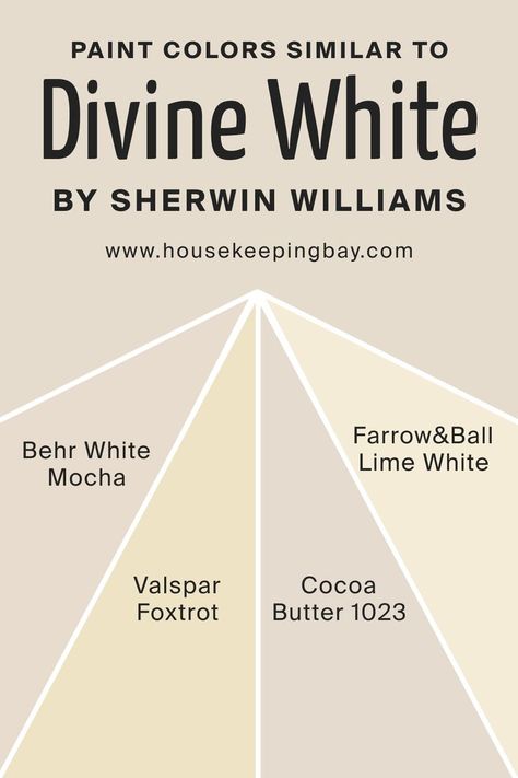 Colors Similar to Divine White SW 6105 by Sherwin-Williams Foxtrot Paint Color, Bm Cocoa Butter Paint, White Mocha Behr Paint, Behr White Mocha, Sw Divine White, Divine White, Dover White, Challenges To Do, White Mocha