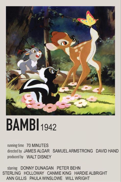 Bambi Movie Poster, Disney Movie Posters Aesthetic, Minimalist Movie Posters Disney, Disney Posters Aesthetic, Disney Movies Posters, Bambi Poster, Bambi Film, Bambi Movie, Bambi 1942