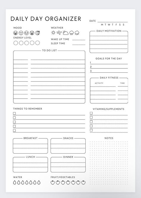 Daily Day Organizer,daily Schedule,daily Orga Daily Routine Planner Free Printable, Free Business Printables, Planner Organization College, Day Organizer, Exam Planner, Organize Life, Daily Routine Schedule, Assignment Planner, Life Planner Organization