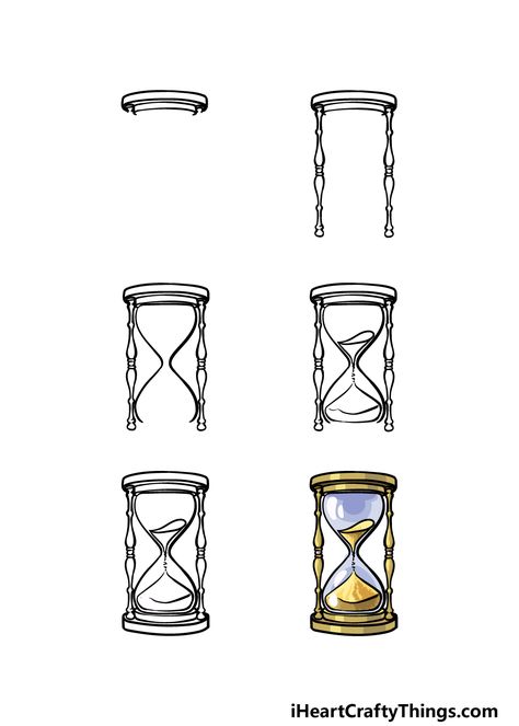 How To Draw An Hourglass – A Step by Step Guide Hourglass Doodles, Hour Glass Art Drawing, How To Draw An Hourglass Step By Step, Hourglass Drawing, Food Doodle, Drawing Themes, Drawing Step By Step, Drawing Step, Tattoo Design Book