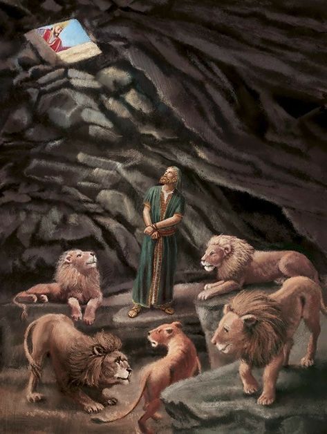 Daniel In The Lion's Den, Daniel And The Lions, Biblical Artwork, Bible Artwork, Christian Illustration, God Sent, Bible Drawing, Jesus Artwork, Bible Images