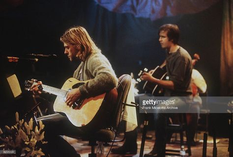 Kurt Cobain of Nirvana during the taping of MTV Unplugged at Sony Studios in New York City, 11/18/93. Photo by Frank Micelotta. Nirvana Record, Nirvana Mtv, Nirvana Mtv Unplugged, Nirvana Unplugged, Nirvana Songs, Mtv Unplugged, Nirvana Kurt Cobain, Nirvana Kurt, Good Anime Series