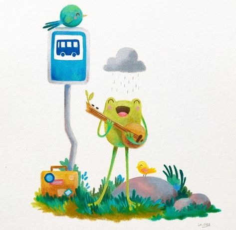 Frog Illustration, 동화 삽화, Picture Books Illustration, Traditional Artwork, Frog Art, Illustration Character, A Frog, Last Days, Art Drawings For Kids