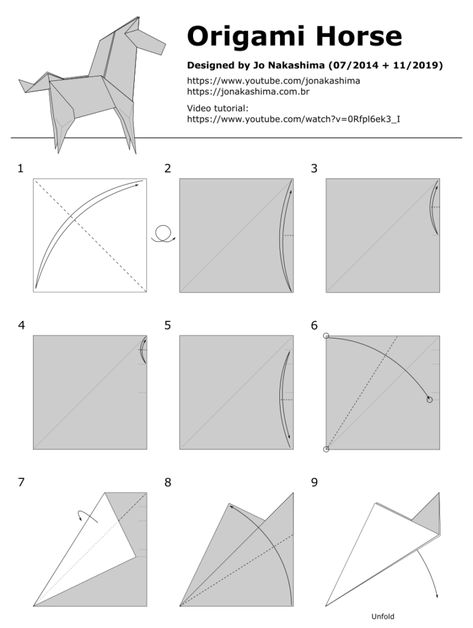 Origami Horse - Jo Nakashima Origami Unicorn Easy, Origami Reindeer, How To Do Origami, Easy Origami Animals, Origami Horse, Sticky Note Origami, Origami Unicorn, Paper Cube, App Design Layout