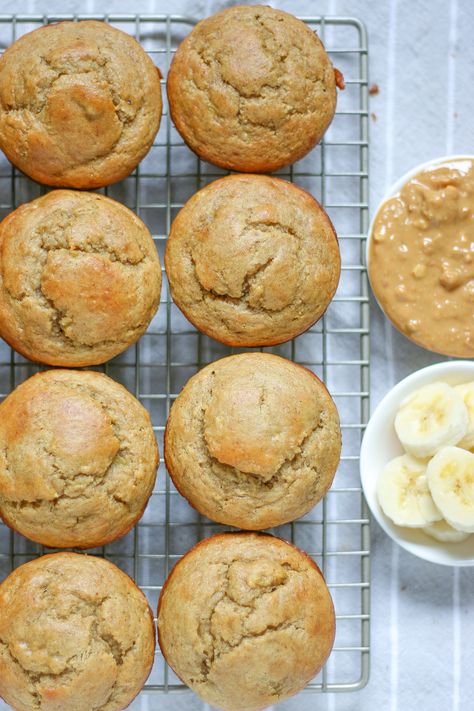 Gluten Free Peanut Butter Muffins, Gluten Free Peanut Butter Banana Muffins, Egg Free Muffins, Power Muffins, Flax Muffins, Butter Muffins, Almond Flour Muffins, Baking Power, Peanut Butter Muffins