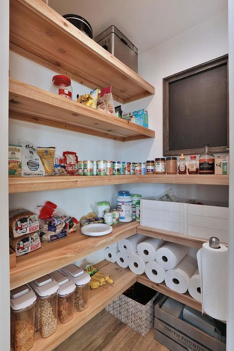 Natural Wood Pantry Shelving, Pine Pantry Shelves, Pantry With Wooden Shelves, Pantry With Wood Shelves, Natural Wood Pantry, Pantry Wood Shelves, Wooden Pantry Shelves, Wood Pantry Shelving, Natural Wood Shelves