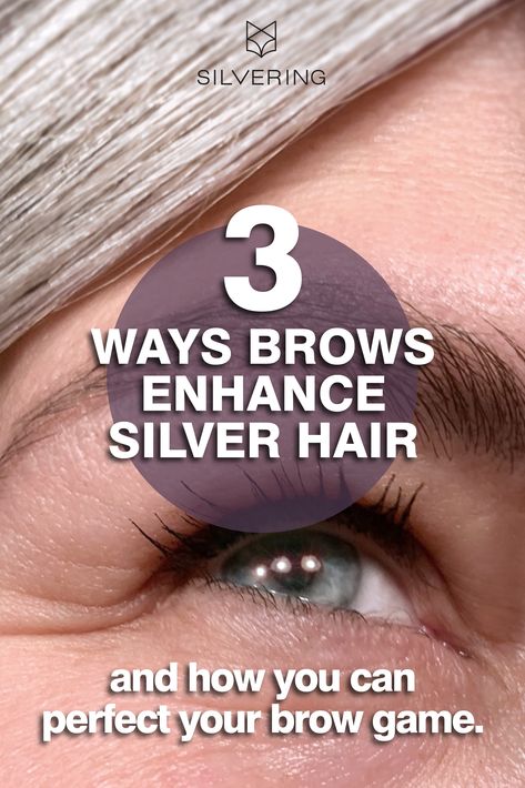 Eyebrows now play a more important role for the face with silvering hair.  Great eyebrows can very simply help our silvering hair look awesome. Eyebrow Color For White Hair, Eyebrows For Grey Hair, Eyebrow Color For Gray Hair, Eyebrows For Gray Hair, Grey Hair Eyebrow Color, Grey Hair Eyebrows, Gray Eyebrows, White Hair Beauty, 7 Days Challenge