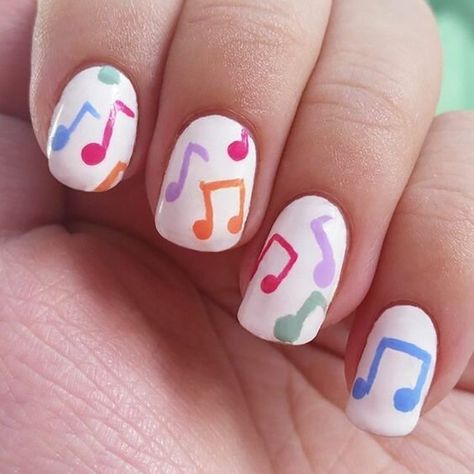 Music Note Nails, Music Nail Art, Music Nails, Kids Nail Designs, Band Nails, The Goldbergs, Tie Dye Nails, Gel Nail Art Designs, Diy Nail Polish