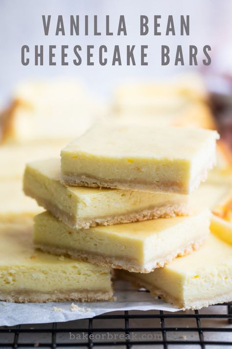 Vanilla Desert, Bars With Shortbread Crust, Vanilla Bean Recipes, Vanilla Bars, Cheesecake Bars Easy, Vanilla Bean Cheesecake, Cookie Bar, Vanilla Flavor, Shortbread Crust