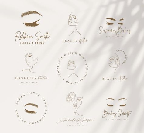 Esthetician Logos Ideas, Beauty Business Logo Design, Nails And Eyelashes Logo, Lashed By Logo, Lash Artist Logo Design, Minimalist Lash Logo, Logos For Lash Business, Lash Extension Logo Design Ideas, Makeup Page Logo