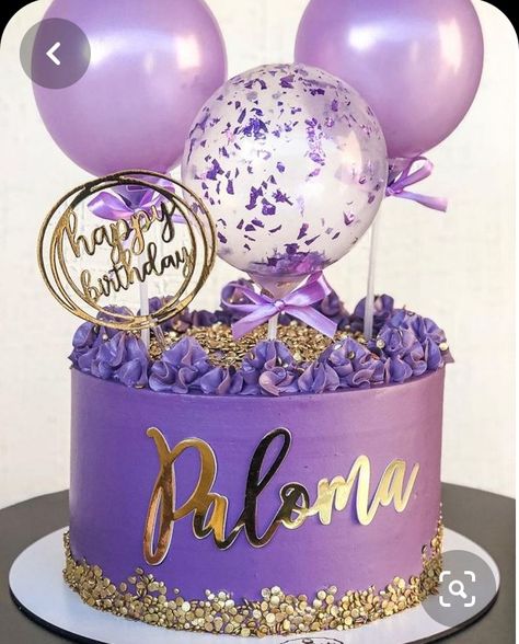 Cake With Balloons, 24th Birthday Cake, Glow Cake, Girly Birthday Cakes, Purple Cakes Birthday, Candy Birthday Cakes, Purple Cake, Beautiful Cake Designs, Purple Cakes